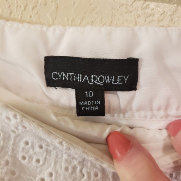 Cynthia Rowley Womens White Eyelet Ruffled Shorts Size 10 - Picture 4 of 10